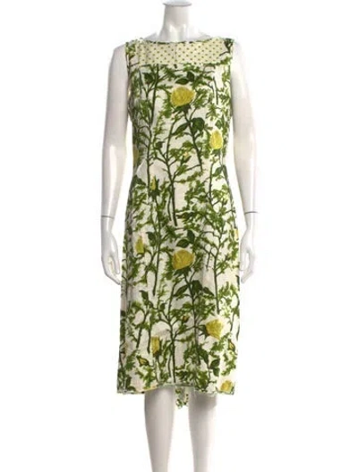 Pre-owned Antonio Marras Floral Print Midi Length Dress In Green