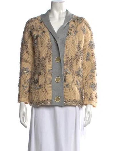 Pre-owned Antonio Marras Floral Print Open Front Sweater In Neutrals