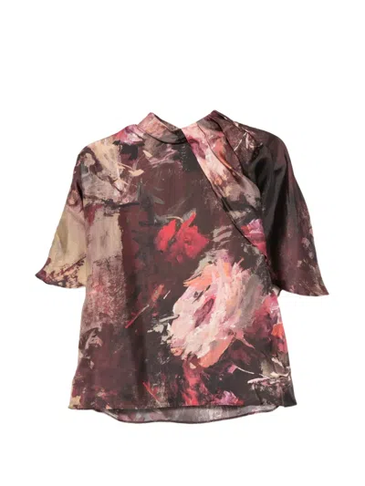 Antonio Marras Floral-print Draped Blouse In Multi