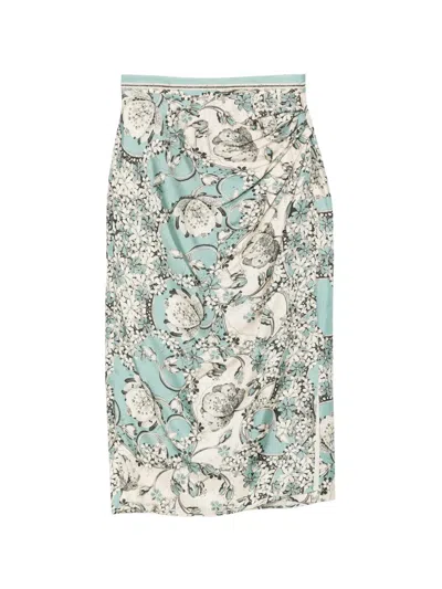Antonio Marras Floral-print Draped Midi Skirt In Neutral