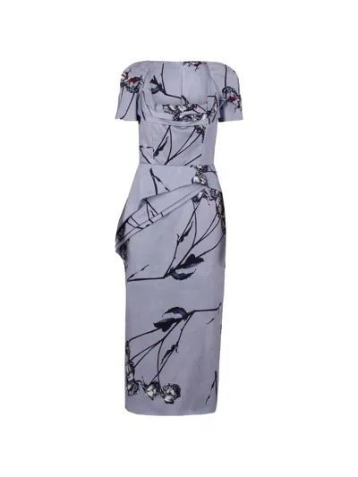 Antonio Marras Floral-print Draped-detail Dress In Blue