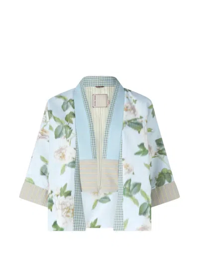 Antonio Marras Floral-print Kimono Jacket In Blue