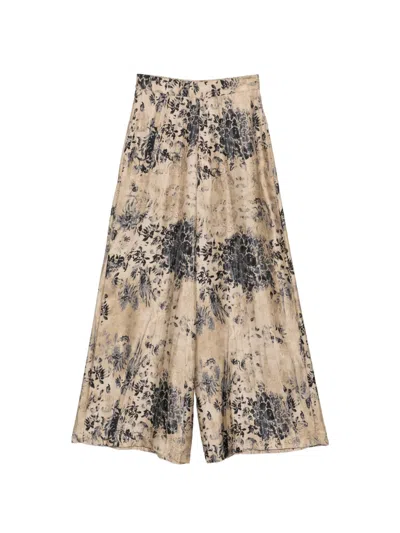 Antonio Marras Floral-print Palazzo Pants In Gold