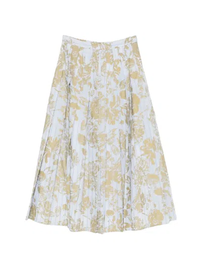 Antonio Marras Floral-print Pleated Midi Skirt In Blue
