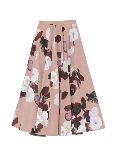 Antonio Marras Floral-print Pleated Midi Skirt In Pink