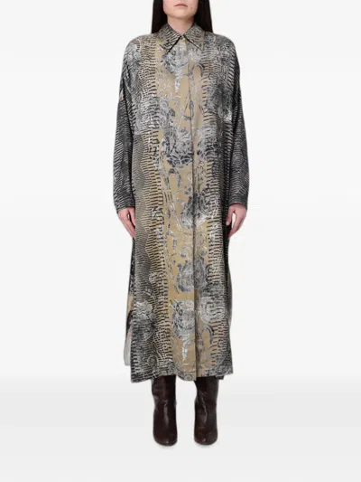 Antonio Marras Floral-print Shirt Maxi Dress In Multi