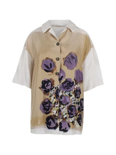Antonio Marras Floral-print Short-sleeve Shirt In Brown