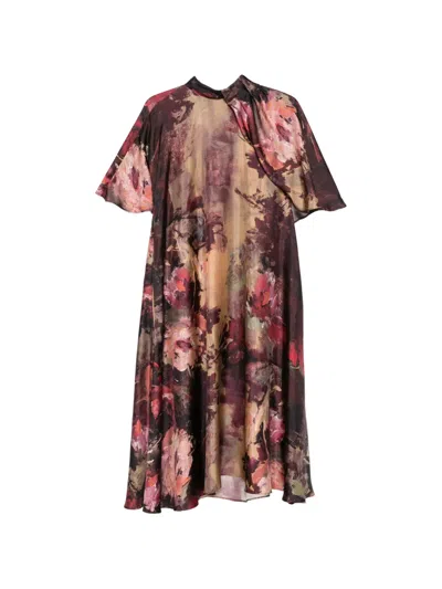 Antonio Marras Floral-print Tie-neck Dress In Multi