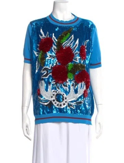 Pre-owned Antonio Marras Graphic Print Crew Neck Top In Blue