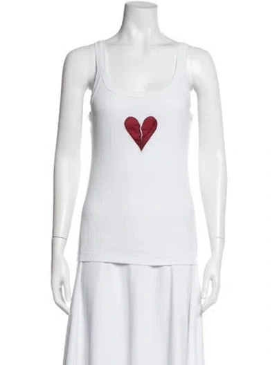 Pre-owned Antonio Marras Graphic Print Scoop Neck Top In White