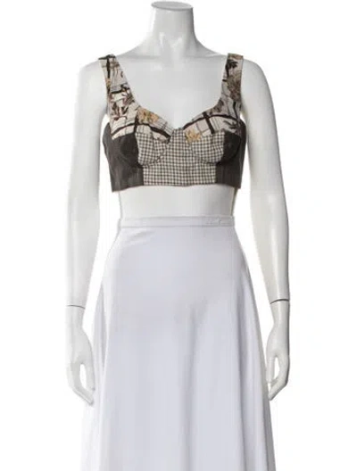 Pre-owned Antonio Marras Patterned V-neck Crop Top In Multicolor