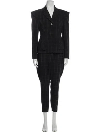 Pre-owned Antonio Marras Plaid Print Pleated Accents Pant Set In Black