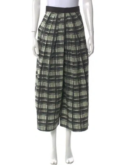 Pre-owned Antonio Marras Plaid Print Wide Leg Pants In Green