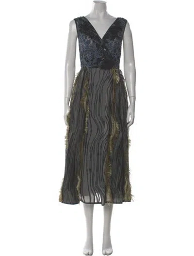 Pre-owned Antonio Marras Printed Long Dress In Gray