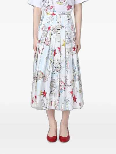 Antonio Marras Printed Pleated Midi Skirt In Multi