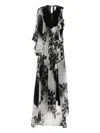 Antonio Marras Ruffled Floral Asymmetric Dress In Black