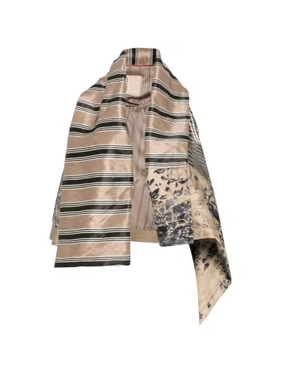 Antonio Marras Striped Floral-print Gilet In Brown