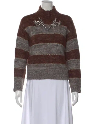 Pre-owned Antonio Marras Striped Mock Neck Sweater In Brown