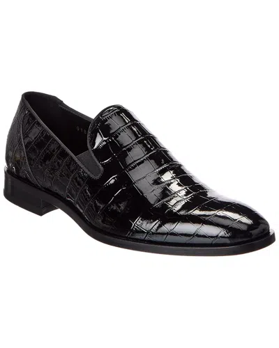 Antonio Maurizi Croc-embossed Patent Loafer In Black
