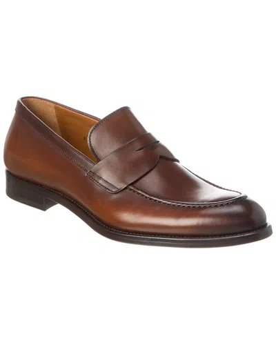 Antonio Maurizi Leather Penny Loafer In Brown