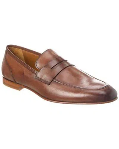 Pre-owned Antonio Maurizi Leather Penny Loafer Men's In Brown