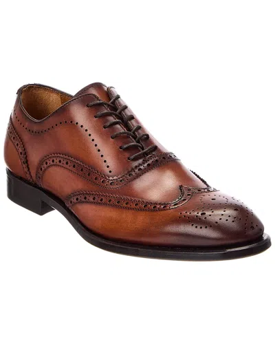 Antonio Maurizi Wingtip Leather Oxford In Burgundy