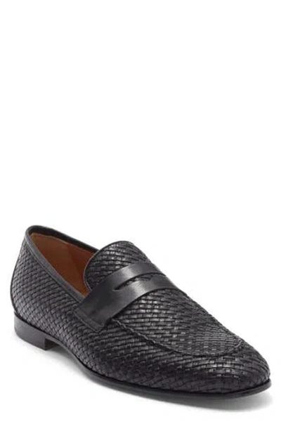 Antonio Maurizi Woven Penny Loafer In Black