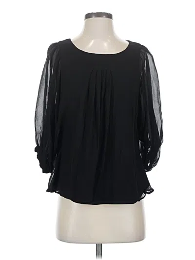 Pre-owned Antonio Melani 3/4 Sleeve Silk Top Black Scoop Neck Tops
