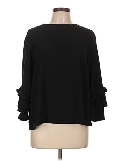 Pre-owned Antonio Melani 3/4 Sleeve Top Black Ruffles Neckline Tops