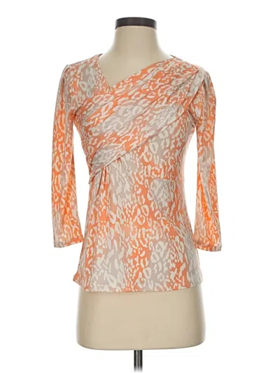 Pre-owned Antonio Melani 3/4 Sleeve Top Orange One Shoulder Neckline Tops