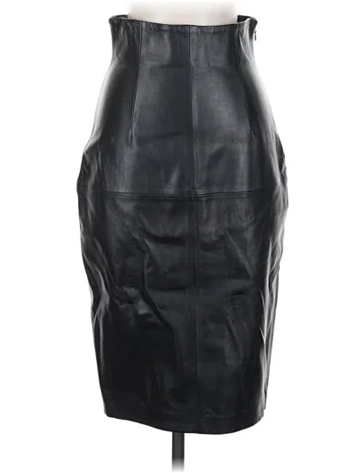 Pre-owned Antonio Melani Faux Leather Skirt In Black