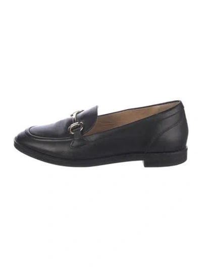 Pre-owned Antonio Melani Horsebit Accent Leather Loafers In Black