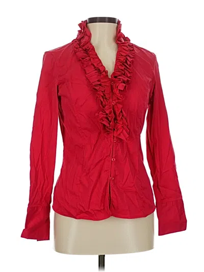Pre-owned Antonio Melani Long Sleeve Blouse In Red