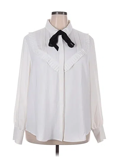 Pre-owned Antonio Melani Long Sleeve Blouse In White