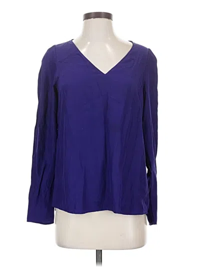 Pre-owned Antonio Melani Long Sleeve Silk Top Purple V-neck Tops