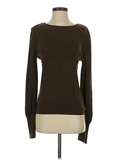 Pre-owned Antonio Melani Long Sleeve Top Brown Boatneck Tops
