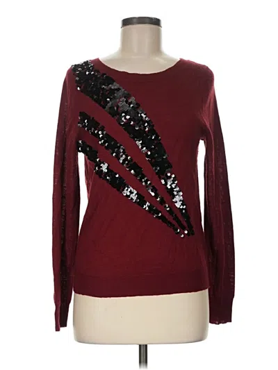 Pre-owned Antonio Melani Long Sleeve Top Burgundy Crew Neck Tops