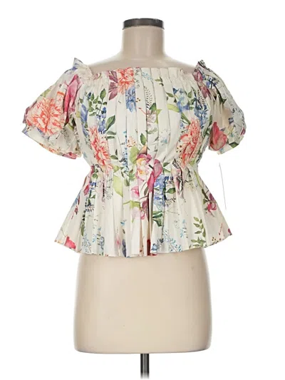 Pre-owned Antonio Melani Short Sleeve Blouse In Ivory