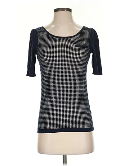Pre-owned Antonio Melani Short Sleeve Top Black Square Neckline Tops