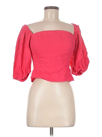 Pre-owned Antonio Melani Short Sleeve Top Pink Strapless Neckline Tops