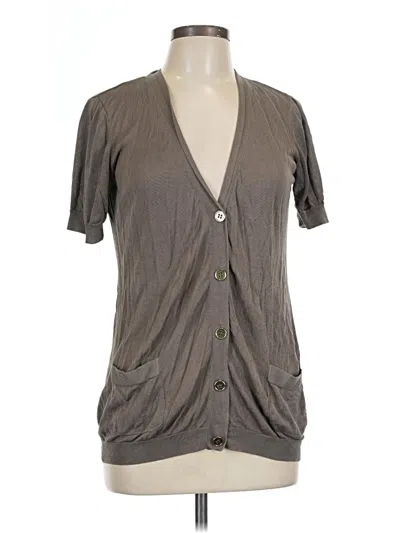 Pre-owned Antonio Melani Silk Cardigan Sweater In Gray