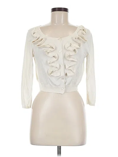 Pre-owned Antonio Melani Silk Cardigan Sweater In Ivory