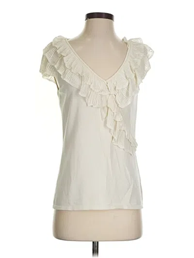 Pre-owned Antonio Melani Sleeveless Silk Top Ivory Ruffles Neckline Tops