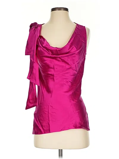 Pre-owned Antonio Melani Sleeveless Silk Top Pink One Shoulder Neckline Tops