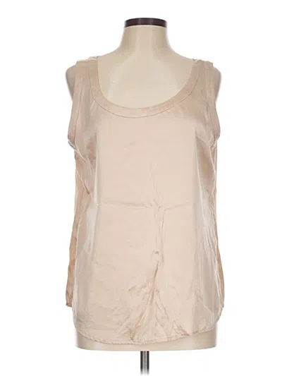 Pre-owned Antonio Melani Sleeveless Silk Top Tan Scoop Neck Tops