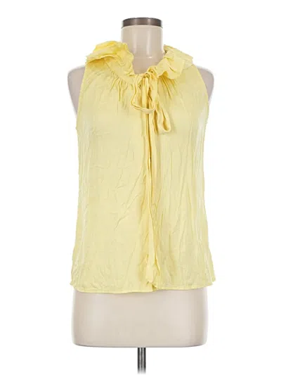 Pre-owned Antonio Melani Sleeveless Silk Top Yellow Tie Neck Tops