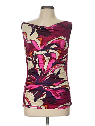 Pre-owned Antonio Melani Sleeveless Top Burgundy One Shoulder Neckline Tops
