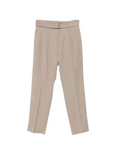 Antony Morato Belted Pressed-crease Trousers In Neutral