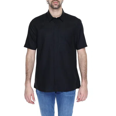 Antony Morato Short-sleeved Linen Shirt In Blue