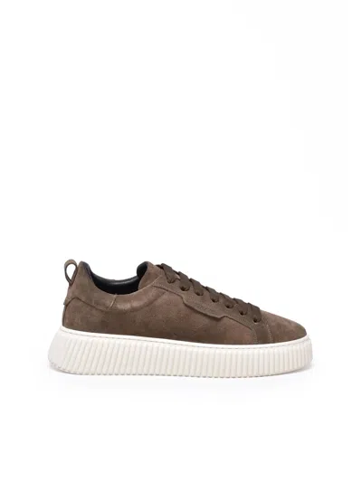 Antony Morato Brown Leather Sneakers In Animal Print